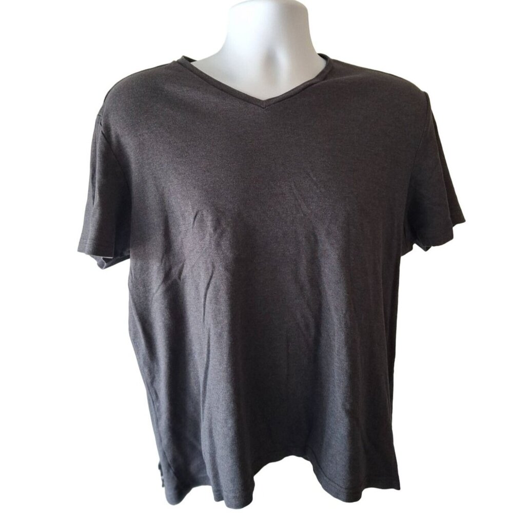 Calvin Klein Mens V Neck T Shirt L Dark Gray Plain Grunge Streetwear Goth